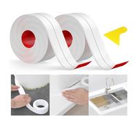 Cinta de Sellado Autoadhesiva Resistente al Agua, 3,2 m x 38 mm, para Juntas Antimoho en Cocina, Baño, Inodoro, Techo y Pared, 2 Unidades