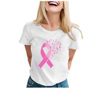 Cinta de sensibilización sobre el cáncer de mama rosa, camiseta octubre rosa, 01 blanco., S