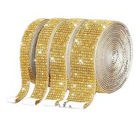 Cinta de strass 1 yarda autoadhesiva pegatina de diamantes imitación cinta cristal DIY for ropa zapatos coche teléfono decoración del hogar(Gold,S)
