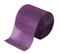 Cinta de strass 1 yardas/lote de cinta diamantes imitación 24 filas, tela malla, rollo brillante for decoración bodas(Deep purple-1yard)