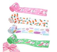 Cinta De Tela Alambrada Para Pascua | 4 Piezas de Corona de Pascua para Manualidades,Rollos de Cinta de Tela con Alambre,Para Hogar Oficina Granja Apartamento Patio Puerta Fiesta Balcón