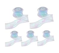 Cinta de tela iridiscente para manualidades, cinta de organza transparente de 1, 6 pulgadas de ancho, 5 rollos de 50 yardas para envolver bricolaje, lazos para el cabello, álbumes de recortes