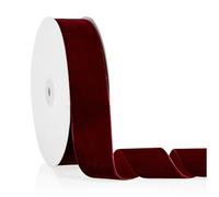 Cinta de terciopelo borgoña de 1.5 pulgadas x 20 yardas para decoración de corona de árbol de Navidad, manualidades, adornos hechos a mano, envoltura de regalos y fabricación de lazos