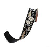 Cinta de terciopelo con alambre con purpurina para decoración de árbol de Navidad y corona, 10 yardas de largo para manualidades de temporada (negro)