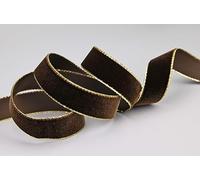 Cinta de terciopelo de 3 m x 16 mm 429G terciopelo marrón oscuro dorado con borde dorado terciopelo terciopelo cinta de regalo elegante decoración de embalaje de regalo cinta de Navidad costura