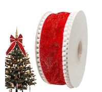Cinta de terciopelo de Navidad | Decoración de corona de Navidad de 9,14 metros, cintas con borde de alambre, para decoración de bodas, chimenea, manualidades de temporada, fiesta de vacaciones