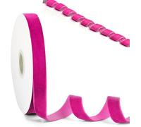 Cinta de terciopelo para manualidades Envoltura de regalos, Cinta para decorar el árbol de navidad Decoración de ramos de novia Decoración de fiestas baby shower Gargantilla Lazo (Hot pink, 5/8inch)