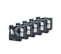 Cinta de Tubo de retiro de Calor 5 Piezas de 5 Piezas de 6-24 mm en Negro sobre Amarillo Blanco Compatible con Fabricantes de Etiquetas(5PK Black on White)