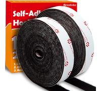 Cinta de velcro autoadhesiva, 2 cm x 10 m, extrafuerte, adhesivo de doble cara con cierre de velcro, 20 mm de ancho, almohadilla autoadhesiva y cinta de gancho (negro, 20 mm x 10 m)