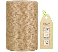 Cinta de Yute de 2-3 mm de Grosor, Hilo para encuadernar, Hilo para jardinería, Rollo de cordón para Manualidades con 100 m, Hilo 100% Yute Color Natural (3MM-100M)