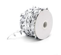 Cinta decorativa de 30 m con hojas doradas y plateadas para coronas, manualidades y decoración de fiestas, perfecta para mejorar tu (plata)