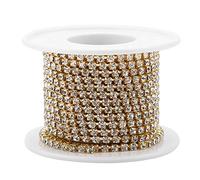 Cinta Decorativa de Diamantes de Imitación, Cadena de Rhinestone Dorada para Manualidades, 3 mm x 4.5 metros