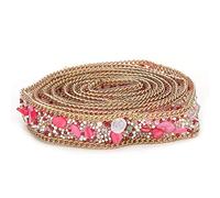 Cinta decorativa de diamantes de imitación, cristal perlado adhesivo hotfix 1 m x 1,5 cm, cinta decorativa para ropa bolsos zapatos bodas fiestas y manualidades