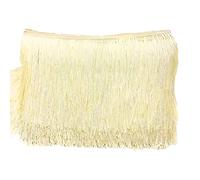 Cinta Decorativa de Flecos 20 cm x 4 m - Borde de Seda Con Borlas Para Coser, Manualidades, Ropa, Lencería, Disfraces, Cortinas y Decoración - Beige