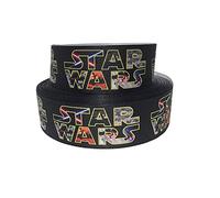 Cinta decorativa de grogrén, de 2 m x 22 mm, con diseño de Star Wars y sable láser para tartas de cumpleaños, tarjetas de regalo