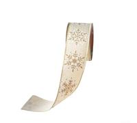 Cinta decorativa de terciopelo con purpurina para texto de Navidad, con alambre para un fácil peinado para árboles de Navidad y decoraciones de temporada, 10 yardas (blanco roto)