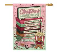 Cinta decorativa retro VHS para Navidad, 28 x 40 pulgadas | Estilo retro, bandera de patio, hombre de jengibre, cubo de palomitas de maíz, camión vintage, decoración de vacaciones de