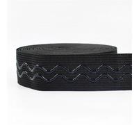 Cinta Elastica Costura Banda elástica antideslizante de 5-20 m y 25 mm for ropa interior, correa de silicona ondulada, cinta elástica for cinturón, accesorios de costura DIY(EB013-Black1,5Meters)