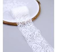 Cinta elástica de encaje blanco, ribete de cinta de encaje elástico, decoración de encaje floral, 2.2 pulgadas, 10 yardas (blanco)