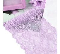 Cinta elástica de encaje de 15 cm x 3 m,cenefa de encaje,cinta decorativa para costura,manualidades,decoración para ropa interior,ropa interior,vestido de boda,decoración de mesa,color morado claro