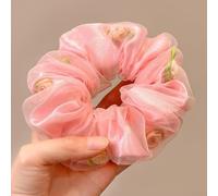 Cinta elástica de malla con 6 flores, 12 cm, estilo coreano dulce, accesorio para el cabello floral hecho a mano, para mujeres y niñas, diadema japonesa de moda de verano (rosa)