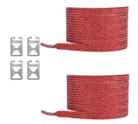Cinta elástica metálica brillante sin cordones con cierre de metal oculto para correr zapatos casuales adultos niños cordones de brillo, rojo perla, talla única