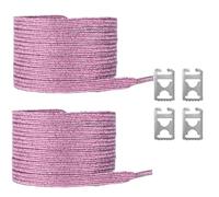 Cinta elástica metálica brillante sin cordones con cierre de metal oculto para correr zapatos casuales adultos niños cordones de brillo, Polvo de perlas, talla única