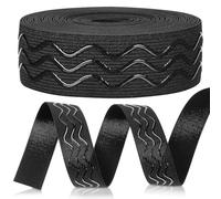 Cinta Elástica Negra para Coser, Ancha y Plana, Alta Elasticidad | Spandex, Nylon y Silicona, Diseño Ondulado Antideslizante, para Cinturillas y Tirantes en Manualidades