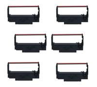Cinta Entintada/Cartucho de Tinta ERC38 (Pack de 6) para Impresora de Tickets, Caja Registradora y Impresora POS - Compatible con ERC30, ERC34, ERC38, NK506, TMU200/300 - Rollo Bicolor Negro y Rojo