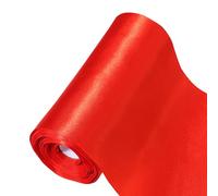 Cinta extra ancha de satén rojo, 15 cm x 20 m, tejido sólido para decoración de bodas, fiestas, embalaje, artesanía, apertura de esquilo, San Valentín, interior y exterior