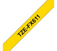 Cinta Flexible Laminada Brother TZe-FX611 6 mm Negro sobre Amarillo para Etiquetado de Cables y Superficies Cilíndricas