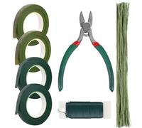 Cinta floral y alambre floral, kit de herramientas de arreglo, cinta floral verde y alambre floral, pin de ojal para ramo de flores y suministros para hacer coronas