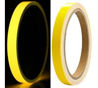 Cinta Fluorescente Adhesiva 5m*10mm,Cinta Adhesiva Fluorescente,Cinta Luminosa Glow in The Dark,Impermeable,para Escaleras, Paredes, Escalones,Señales de Salida (Amarillo)