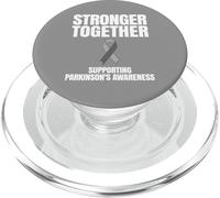 Cinta gris de concientización sobre la enfermedad de Parkinson más fuertes juntos PopSockets PopGrip para MagSafe