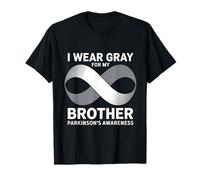 Cinta gris para concienciación de Parkinson con texto en inglés "I Wear Gray For My Brother Parkinson Camiseta