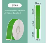 Cinta impermeable para impresora de etiquetas de 12 x 109 mm, compatible con Niimbot D30 D30S D32, etiquetas de cable de plástico, repuestos de marcado de alambre de fuerte adherencia (verde)