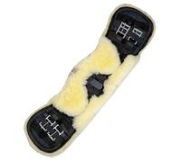 HKM Cincha corta borreguillo con piel desmontable y hebillas de acero Negro/Natural 75