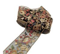 Cinta jacquard con flores bordadas vintage, cenefa tejida, cintas para coser, tela bordada, tela de encaje metálica, ribete dorado para manualidades, costura, manualidades, decoración del hogar,