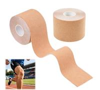 Cinta Kinesiológica 5cm x 5m Marrón Claro, Impermeable, Kinesiotape deportivo y terapéutico para rodilla, tobillo, fascia plantar, músculos y articulaciones, Vendaje neuromuscular elástico