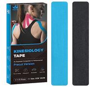 Cinta Kinesiológica AnjoCare, Vendas Kinesiológicas pre-cortada de 5cm x 5m para fisioterapia y deportes, Cinta deportiva resistente al agua para dolor de rodilla, codos y hombros (Azul + Negro)