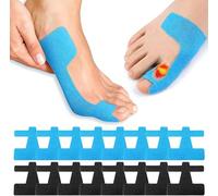Cinta Kinesiológica para Hallux Valgus, Precortadas Vendaje Precortado para Hallux Valgus, para Dedos y Pies Mujeres y Hombres, Suave, Transpirable y Delicada (Negro y Azul)