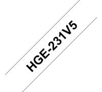 Cinta Laminada Brother HGe-231V5, 12mm, Negro sobre Blanco, 8m, Pack 5 Unidades