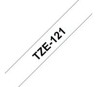 Cinta laminada Brother TZe-121 9mm x 8m negra sobre transparente resistente a condiciones extremas