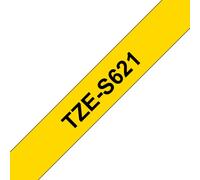 Cinta laminada extra adhesiva 9mm negro sobre amarillo para impresoras TZ/TZe, 8m