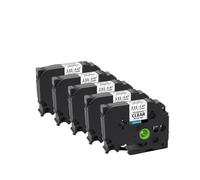 Cinta Laminada Paquete De 5 A 10 12 Mm Compatible con Pritner TZE231 TZE-231 TZE631 TZE131 TZE221 TZE211(5PK Black on Clear)