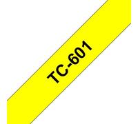 Cinta laminada para impresora de etiquetas Brother TC-601 amarillo y negro 12 mm, 7,7 m