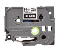 Cinta laminada TZe 24mm blanco sobre negro compatible con rotuladoras Brother, 8m resistente
