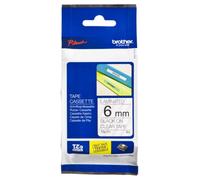 Cinta laminada TZe 6mm negro sobre transparente compatible Brother térmica directa 8m
