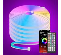 Cinta LED 10mTiras LED Neon, DIY RGB Luces LED Strip con Control Remoto y APP, Impermeable, Neón Flexible Strip Light de la Cuerda, para Dormitorio, Bar, Sala de Juegos, Cumpleaños, Fiesta de Navidad