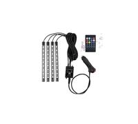 Cinta LED para coche interior, impermeable, con luces RGB. Incluye 4 tiras de 0.225m y cargador USB para fácil instalación. Ilumina tu auto con estilo y funcionalidad.